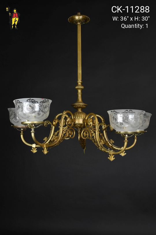 Victorian Faux-Oil Five Light Chandelier