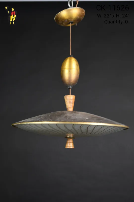Brass Mid Century Pull Down Hanging Pendant