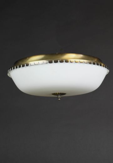 Antique Brass & Glass Flush Mount Fixture