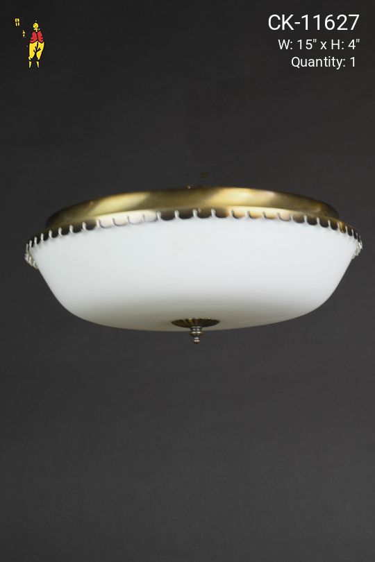 Antique Brass & Glass Flush Mount Fixture