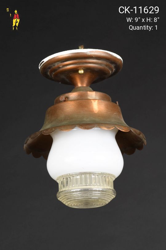 Metal & Frosted Glass Flush Mount Fixture