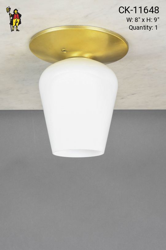 Mid Century Brass & Glass Flush Mount Fixture