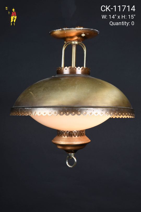 Mid Century Brass Semi Flush Mount Fixture