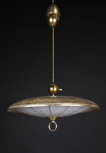 Mid Century Brass Pull Down Fixture