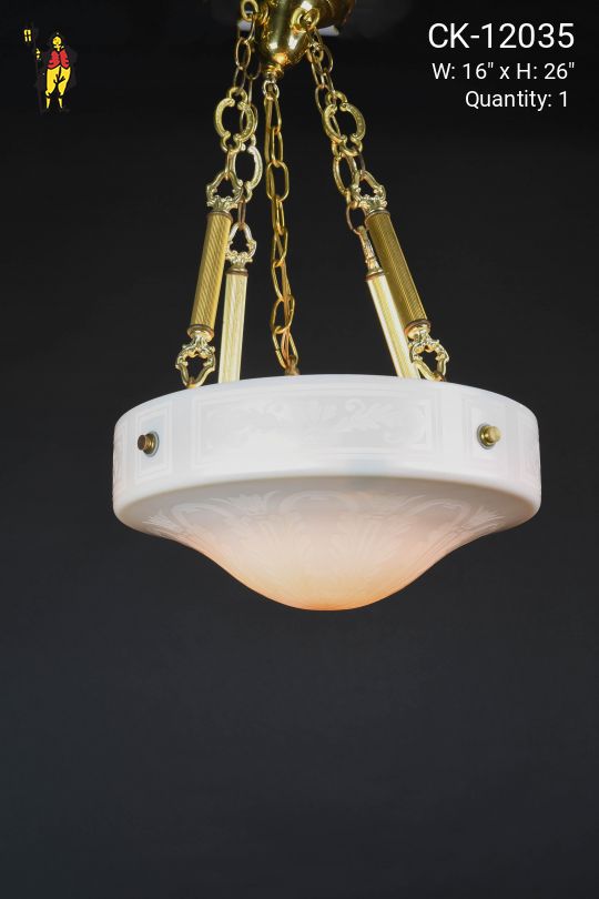 Etched Frosted Glass Hanging Bowl