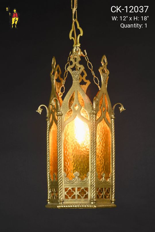Gothic Brass Lantern Pendant