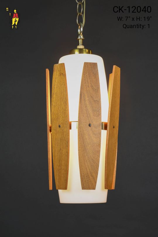 Wood & Glass Mid Century Hanging Pendant