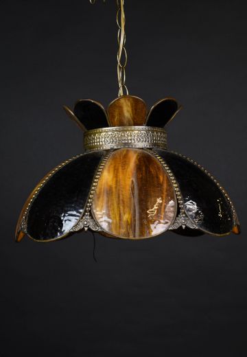 Brown Slag Glass Hanging Pendant