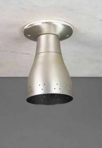Pierced Nickel Mid Century Flush Mount Fixture