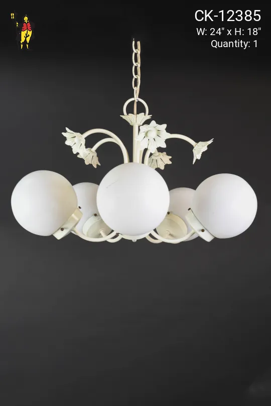 White Five Light Chandelier