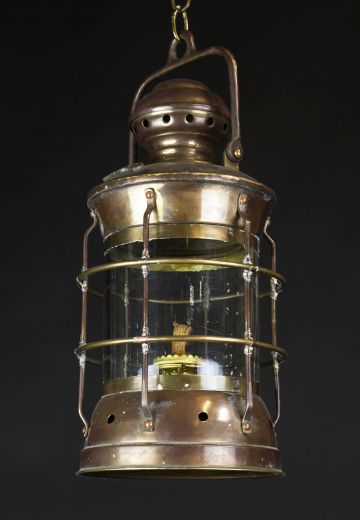 Authentic Non-Electric Oil Light Brass Hanging Lantern