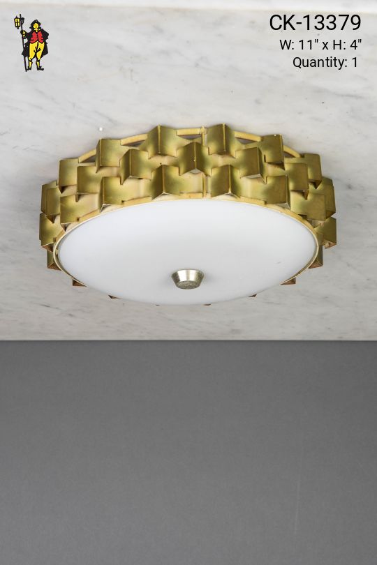 Brass & Glass Flush Mount Fixture