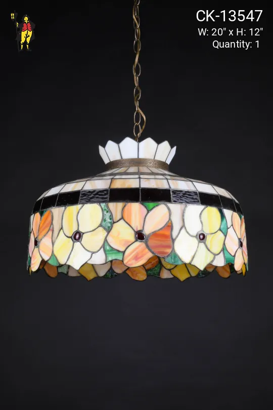 Floral Art Glass Hanging Pendant