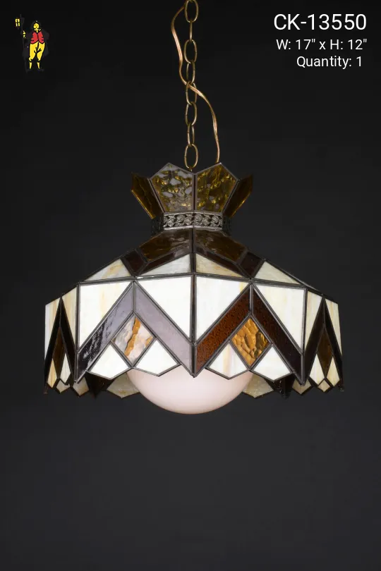 Slag Glass Hanging Fixture w/Globe