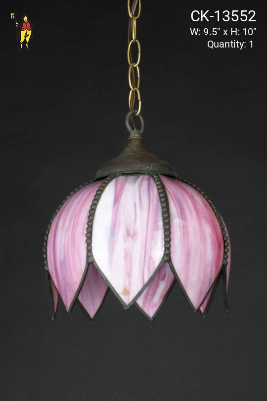 Pink Slag Glass Hanging Pendant