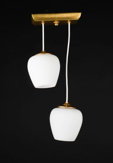 Two Light Brass & Glass Hanging Fixture
