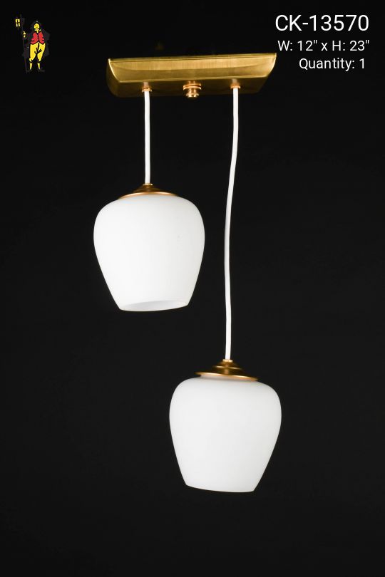 Two Light Brass & Glass Hanging Fixture