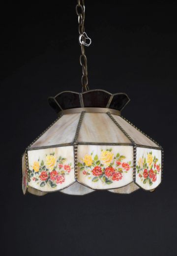 Floral Art Glass Hanging Pendant