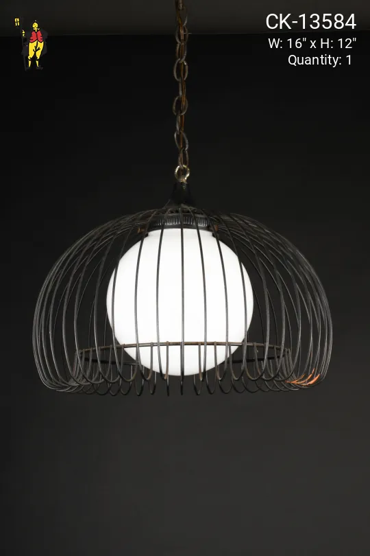 Black Metal Caged Hanging Pendant