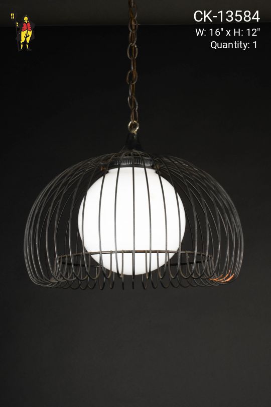 Black Metal Caged Hanging Pendant
