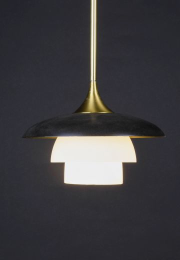Black, Brass, & Glass Hanging Pendant