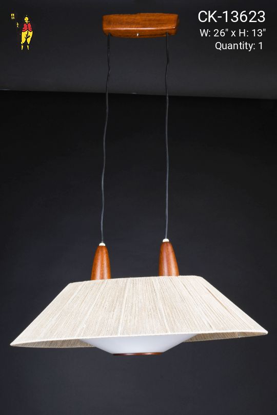 Fabric Shaded Wooden Hanging Fixture