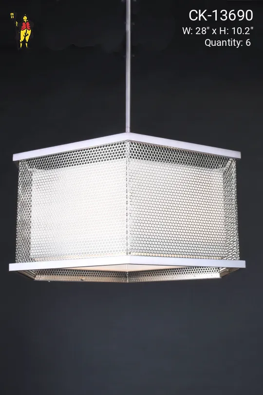 Nickel & Fabric Shaded Hanging Pendant