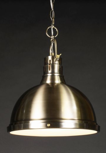 14" Brass Hanging Dome w/Glass Lens