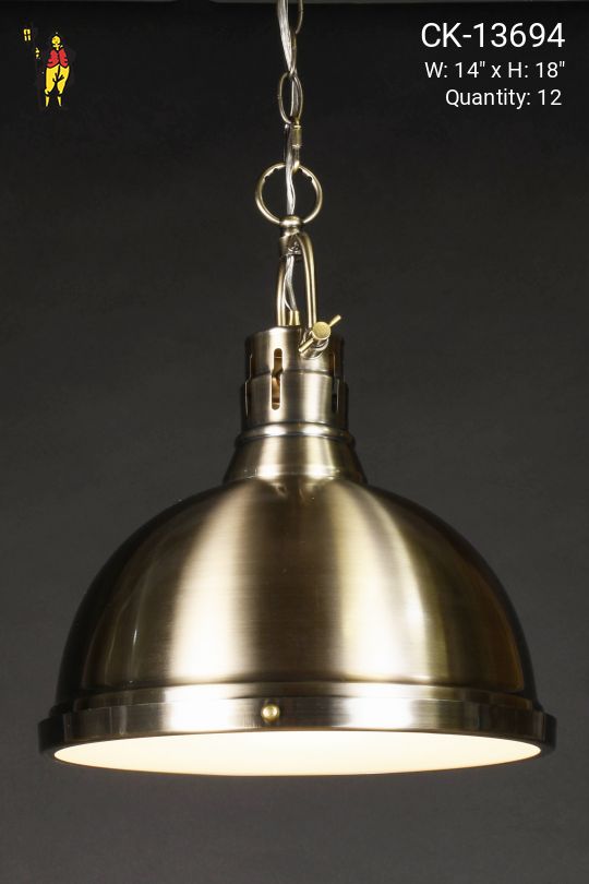 14" Brass Hanging Dome w/Glass Lens