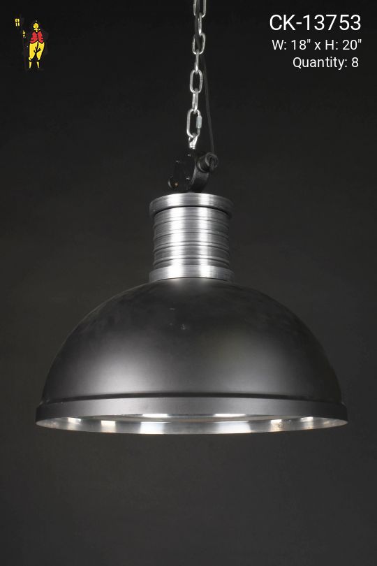 18" Black & Nickel Dome Pendant