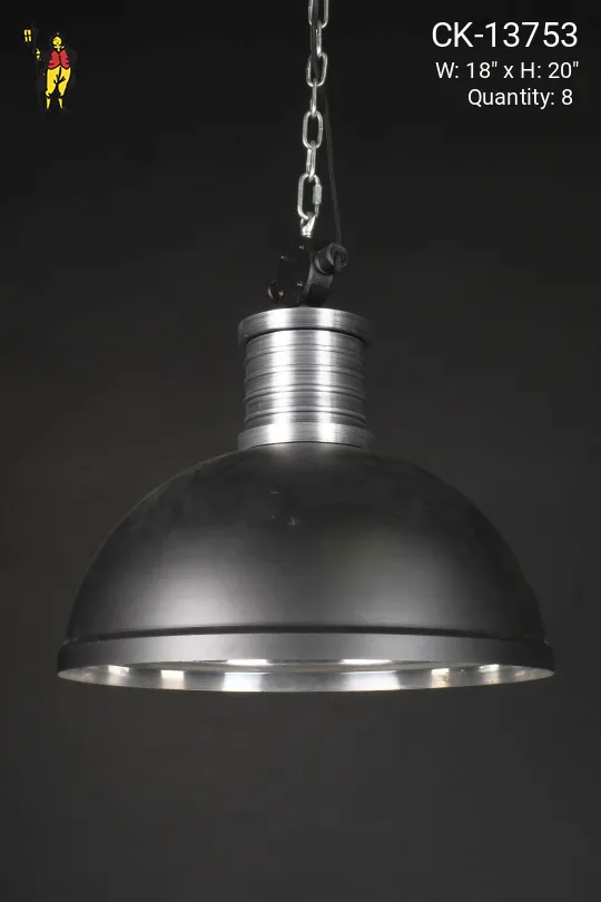 18" Black & Nickel Dome Pendant