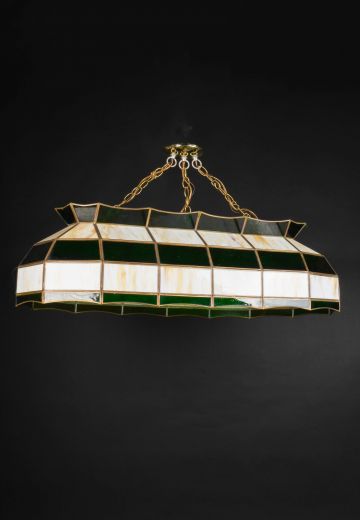 Beige & Green Glass Hanging Pool Table Light
