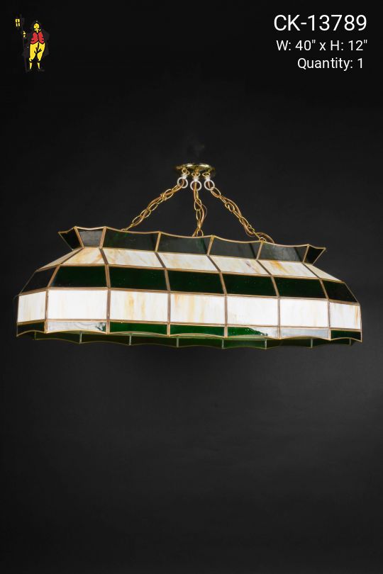 Beige & Green Glass Hanging Pool Table Light