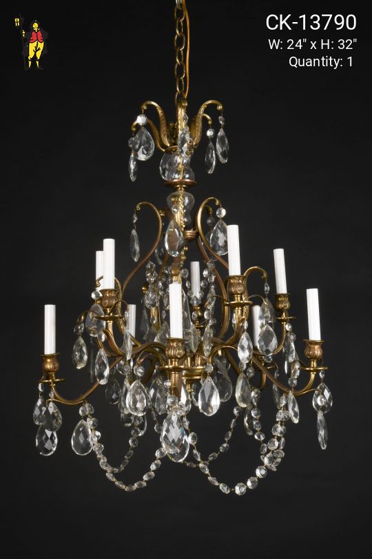 Brass & Crystal Ten Light Chandelier