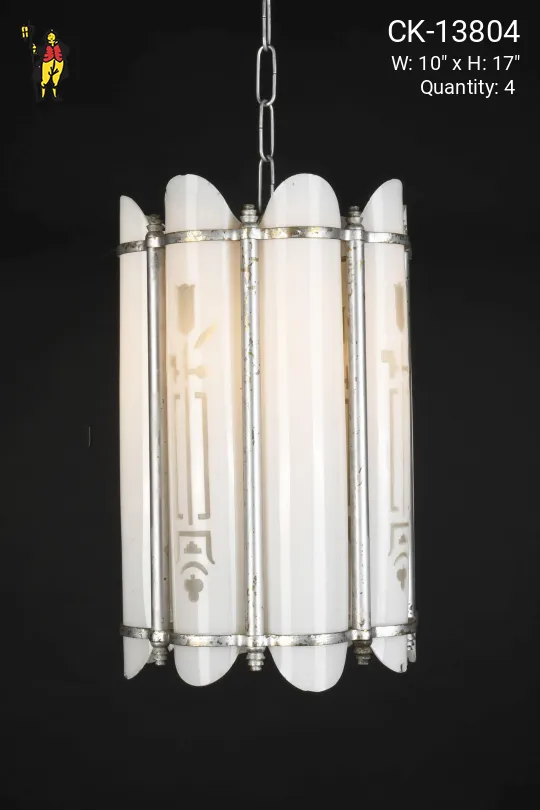 Art Deco Frosted Glass Hanging Pendant