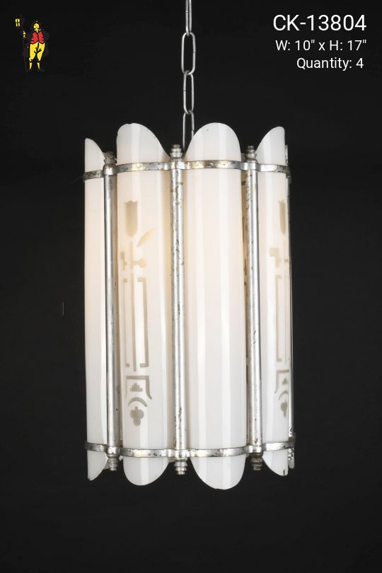 Art Deco Frosted Glass Hanging Pendant