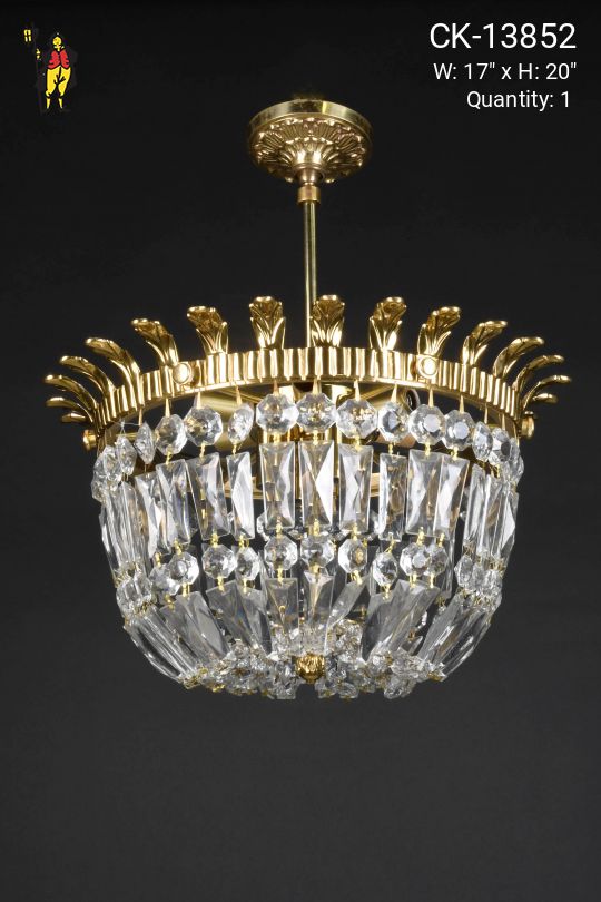Semi Flushmount Crystal Basket Hanging Fixture
