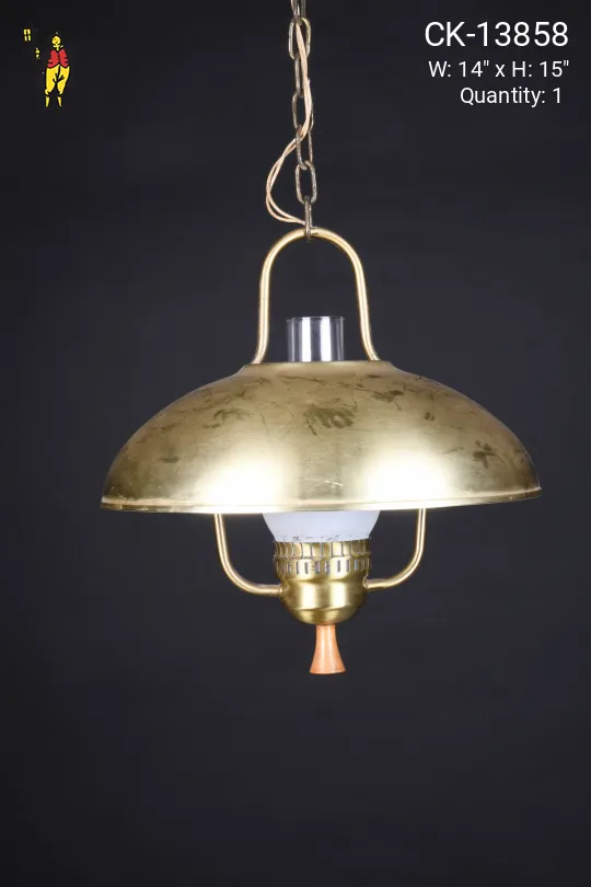 Brass Shaded Electrified Faux-Gaslight Hanging Fixture