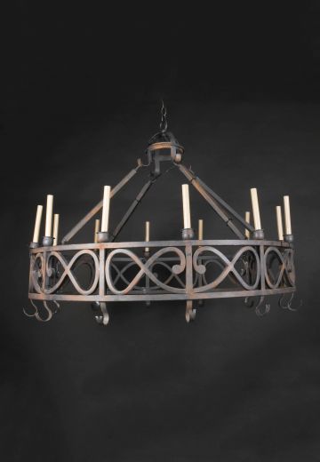 Twelve Candle Wrought Iron "Ring" Chandelier