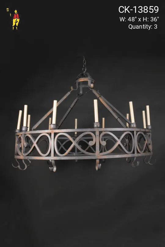 Twelve Candle Wrought Iron "Ring" Chandelier