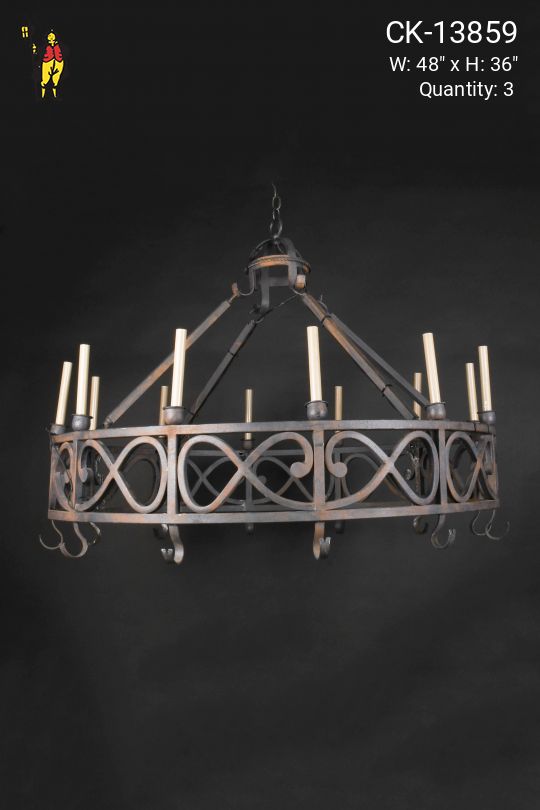 Twelve Candle Wrought Iron "Ring" Chandelier