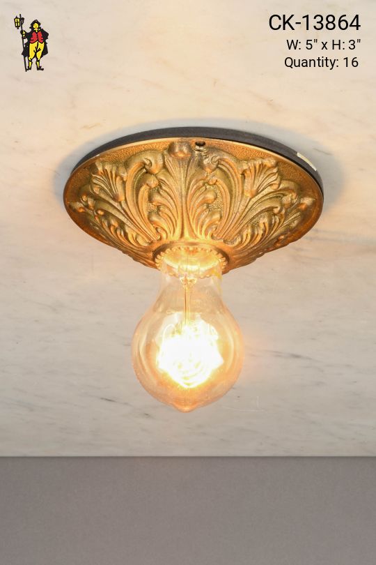 Ornate Brass Flush Mount Fixture