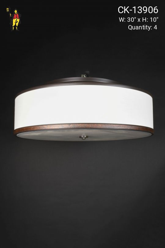 30" Bronze Fabric Shaded Flush Mount Fixture
