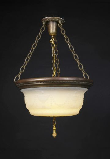 Bronze Semi-Flush Glass Bowl Hanging Fixture