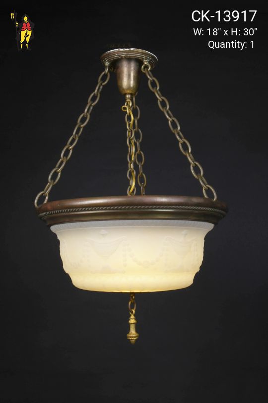 Bronze Semi-Flush Glass Bowl Hanging Fixture