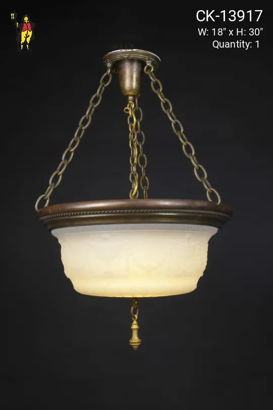 Bronze Semi-Flush Glass Bowl Hanging Fixture