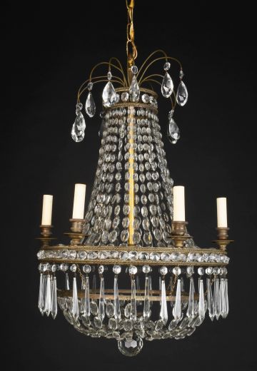 Six Light Crystal Basket Chandleier