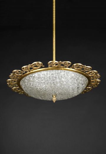Brass & Crystal Hanging Bowl (Available as Pendant or Flush)