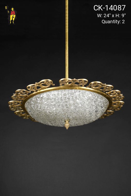 Brass & Crystal Hanging Bowl (Available as Pendant or Flush)