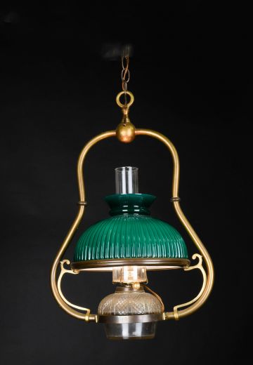 Green Student Shaded Victorian Hanging Fixture